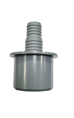 Заглушка со штуцером 40мм (присоединение 20/25мм) для сливных шлангов СЕРАЯ