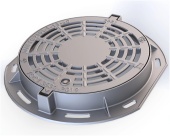 Люк чугунный дождеприемный круглый высотой Н-75 с фиксатором, запорным устройством  В125