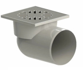 Трап D110 горизонтальный с решеткой нерж. сталь 150х150 мм Сухой затвор