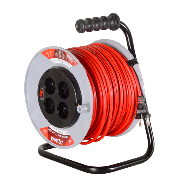 Удлинитель силовой на катушке Ресанта СУ-2х1-50/2 (с выкл., 4 розетки)